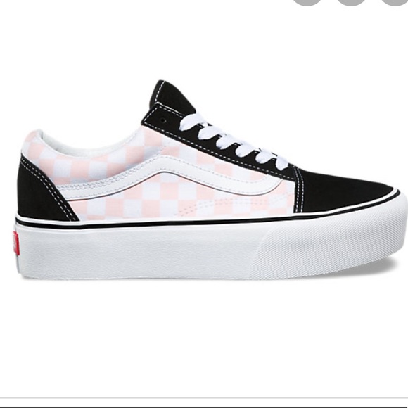 pink checkered platform vans
